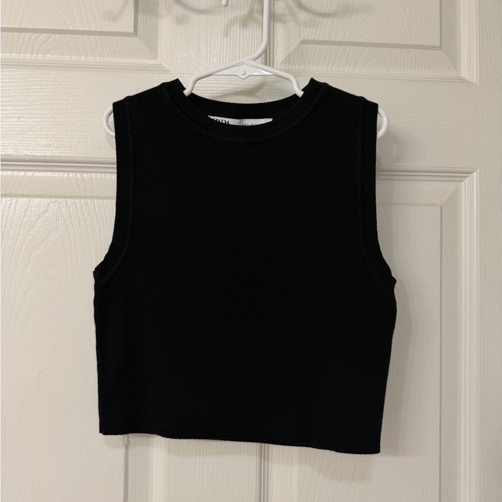 Zara Black Sleeveless Crop Top